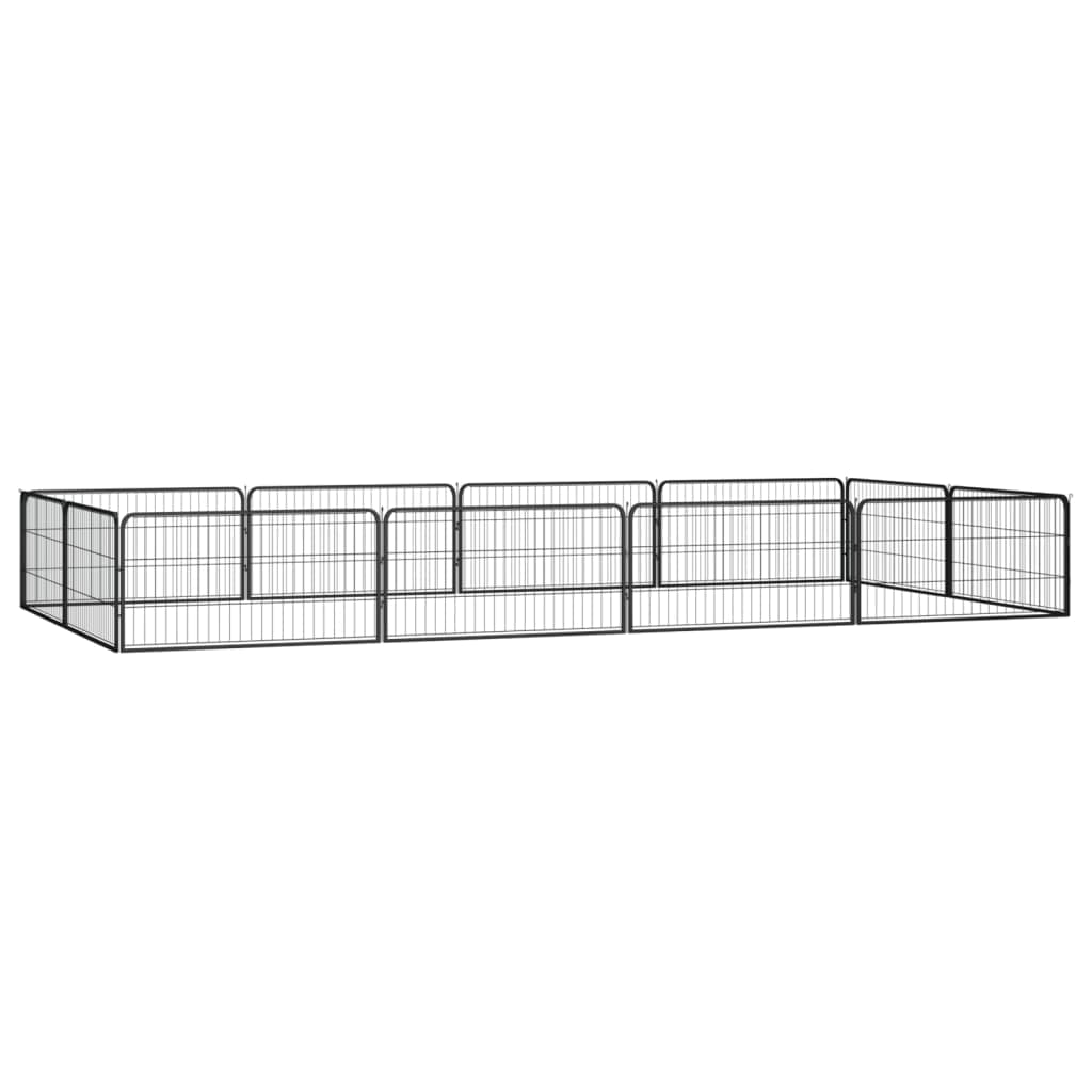 Parque Cães com 12 Painéis 100x50 cm Aço Revestido a Pó Preto - 3115968 - 3115968