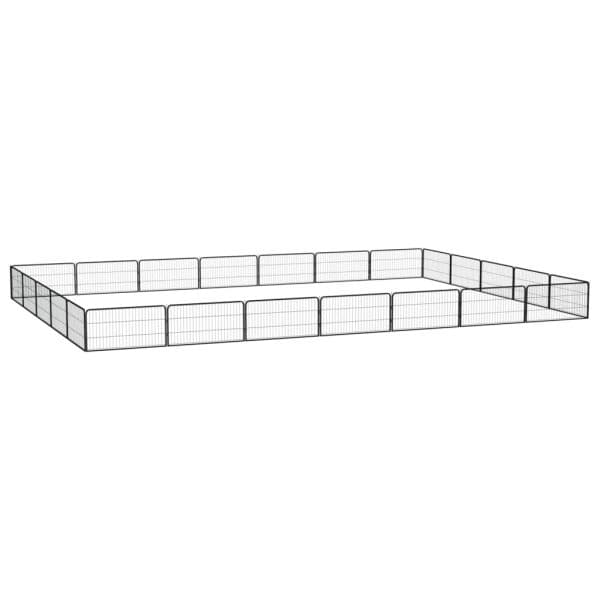 Parque Cães com 24 Painéis 100x50 cm Aço Revestido a Pó Preto - 3115971 - 3115971