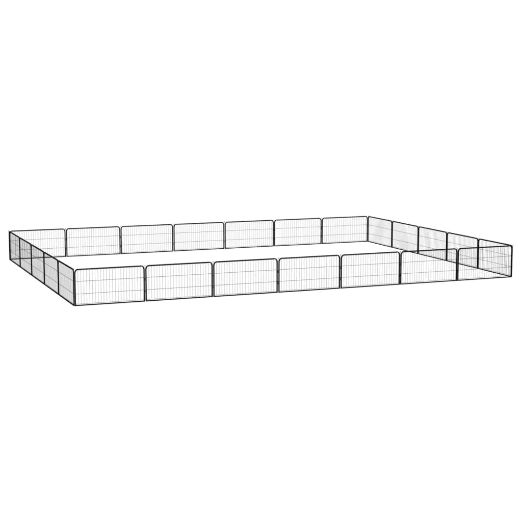 Parque Cães com 24 Painéis 100x50 cm Aço Revestido a Pó Preto - 3115971 - 3115971