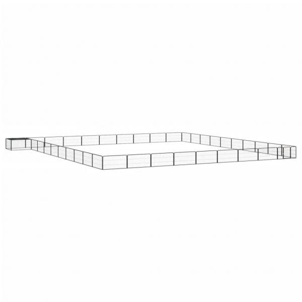 Parque Cães com 40 Painéis 100x50 cm Aço Revestido a Pó Preto - 3115984