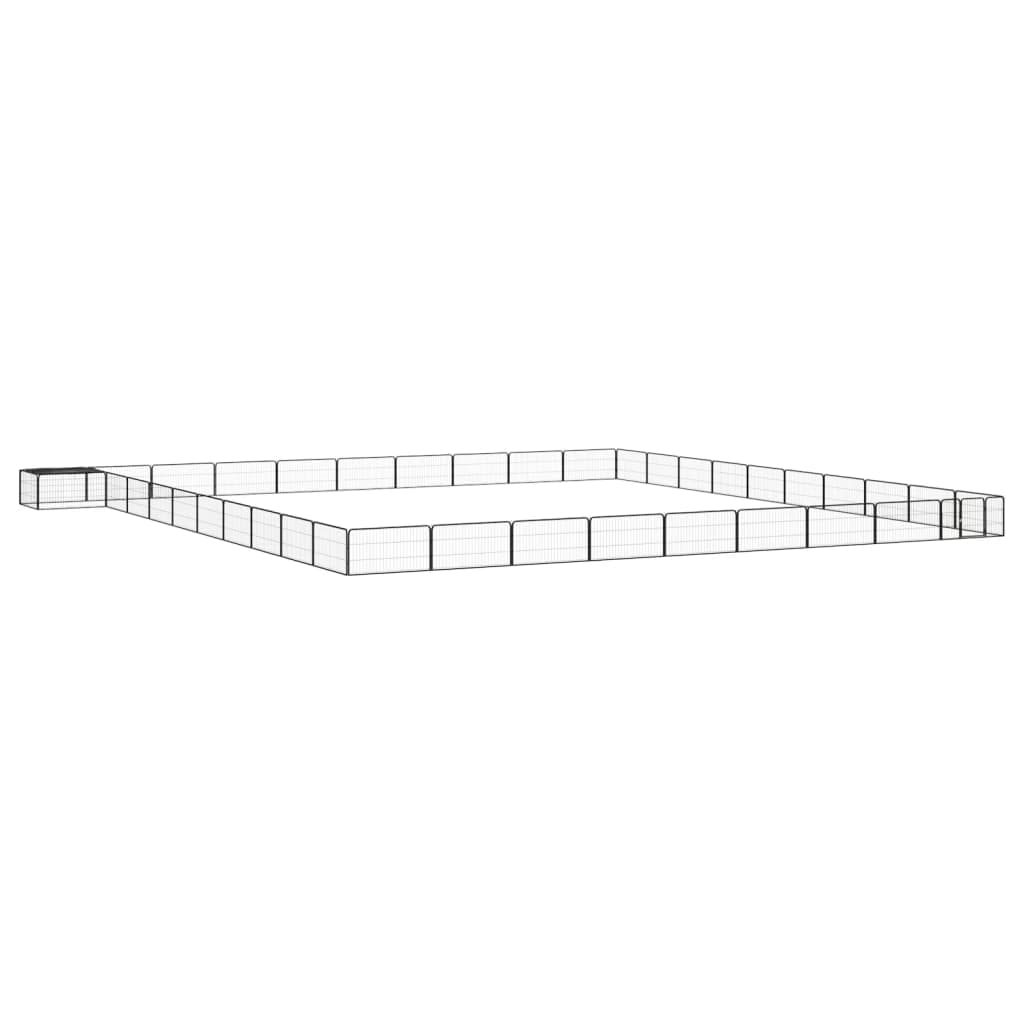 Parque Cães com 40 Painéis 100x50 cm Aço Revestido a Pó Preto - 3115984