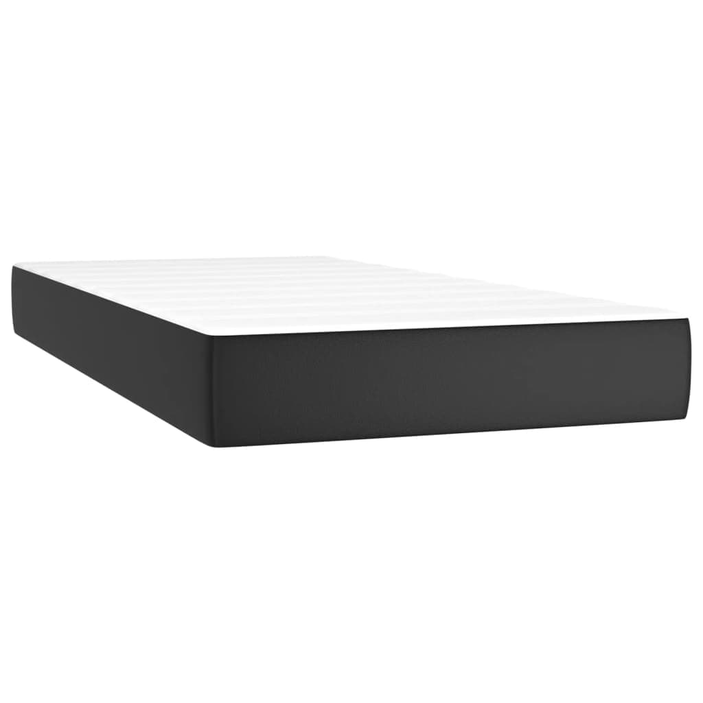 vidaXL Colchão de molas ensacadas firmeza média 90x190x20 cm couro artificial preto