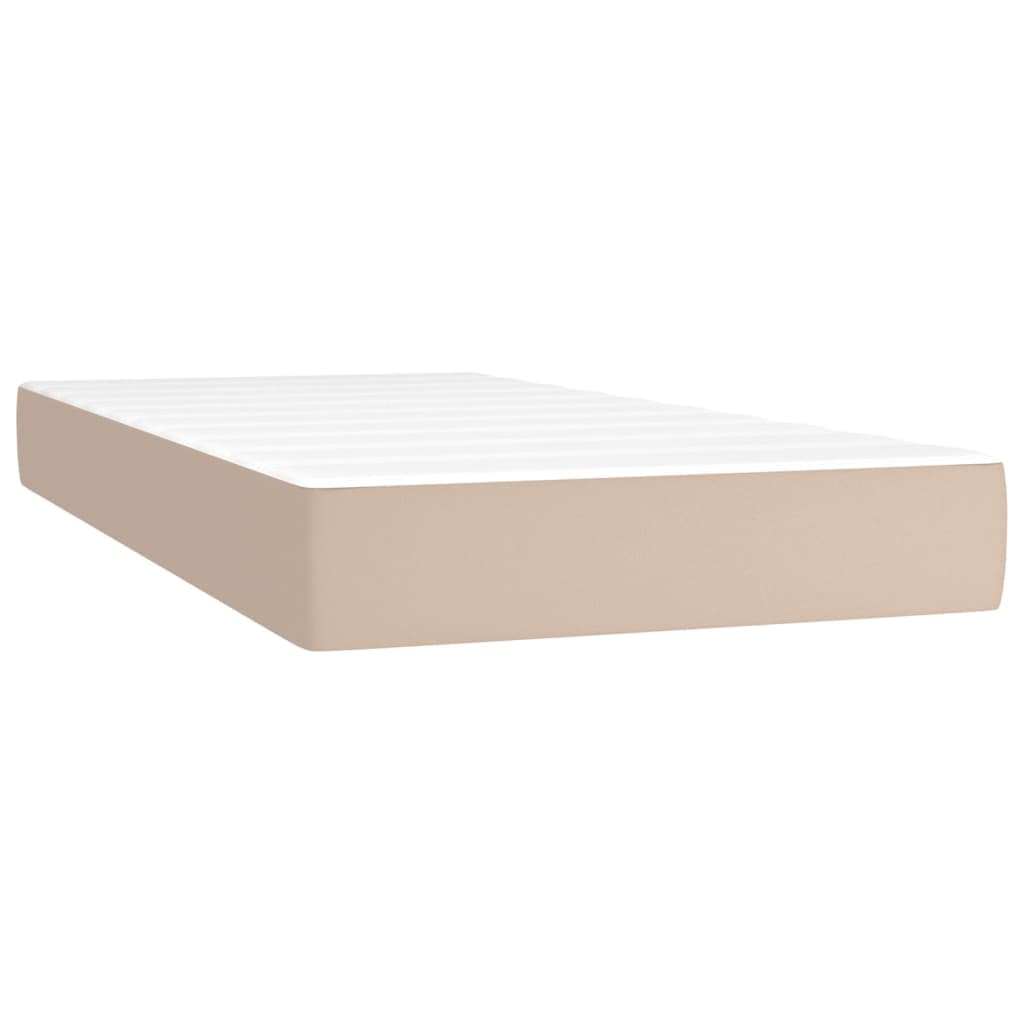 vidaXL Colchão molas ensacadas firmeza média 90x190x20cm couro artificial cappuccino
