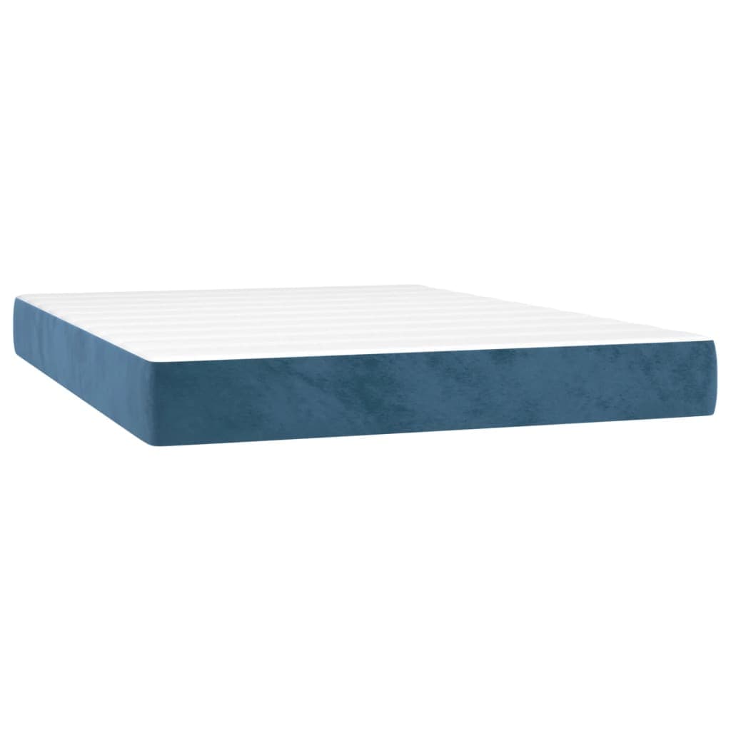 vidaXL Colchão de molas ensacadas firmeza média 140x190x20 cm veludo azul-escuro
