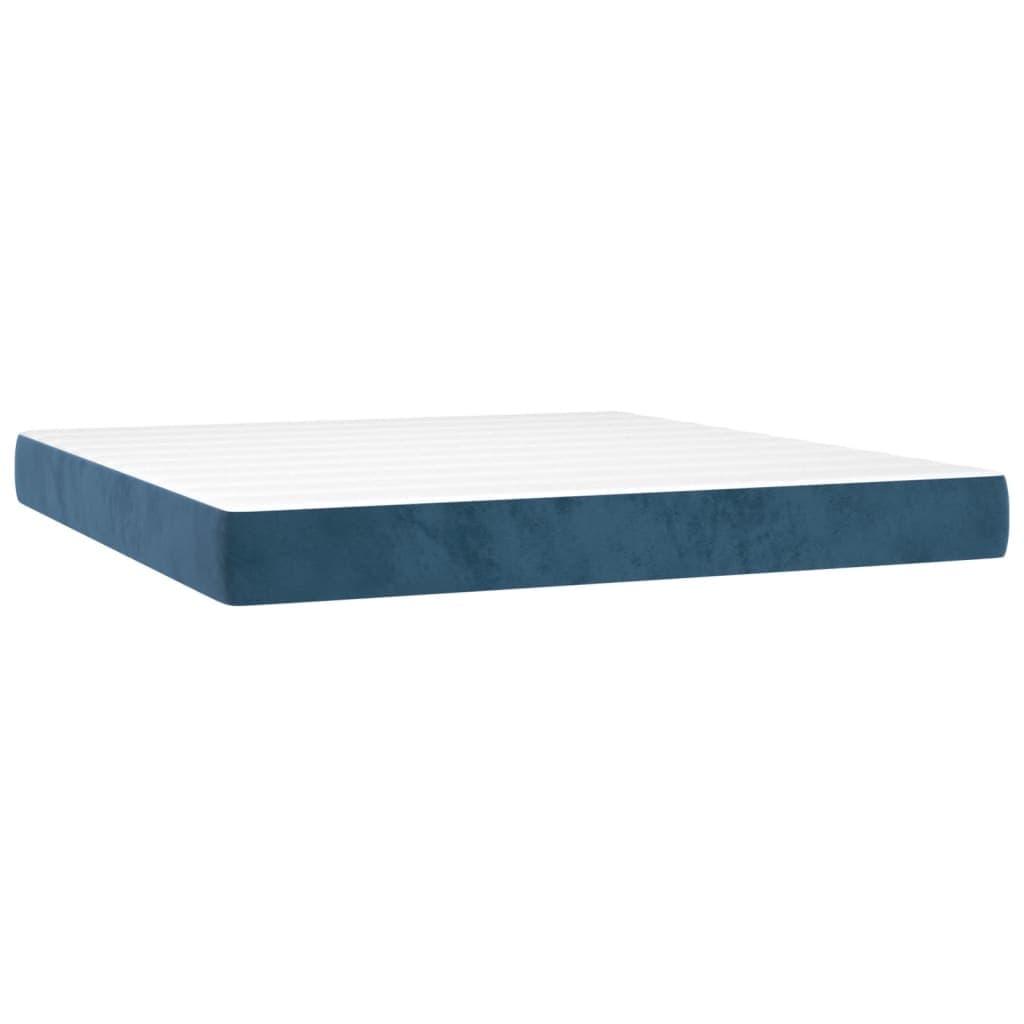 vidaXL Colchão de molas ensacadas firmeza média 180x200x20 cm veludo azul-escuro