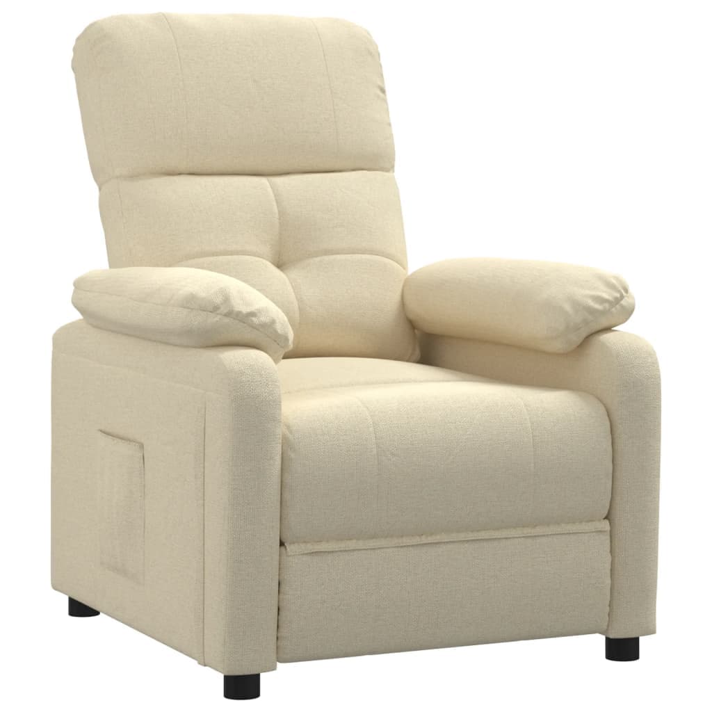 vidaXL Poltrona reclinável tecido cor creme