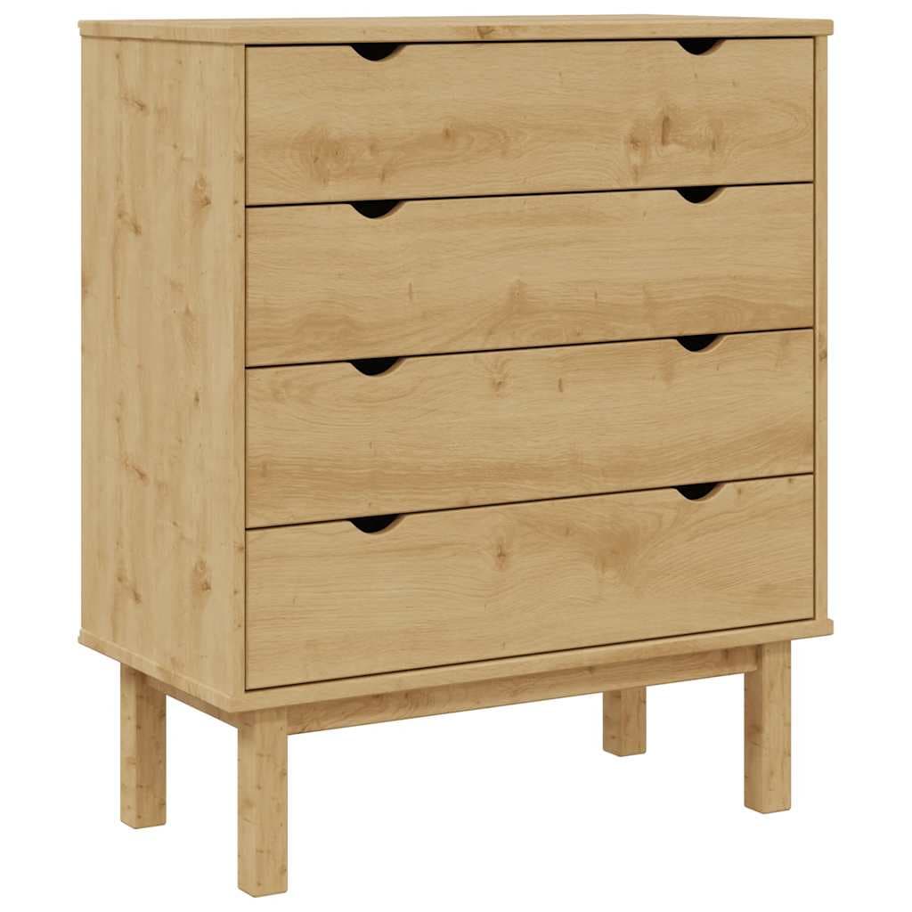 vidaXL Armário de gavetas OTTA 76,5x39,5x90 cm pinho maciço