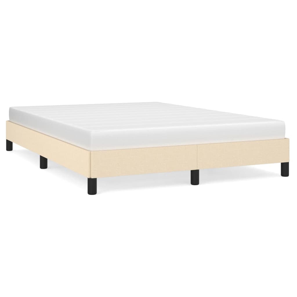 vidaXL Estrutura de cama sem colchão 140x190 cm tecido cor creme