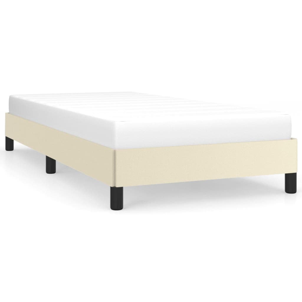 Estrutura de Cama 90x200 cm Couro Artificial Cor Creme - 346882