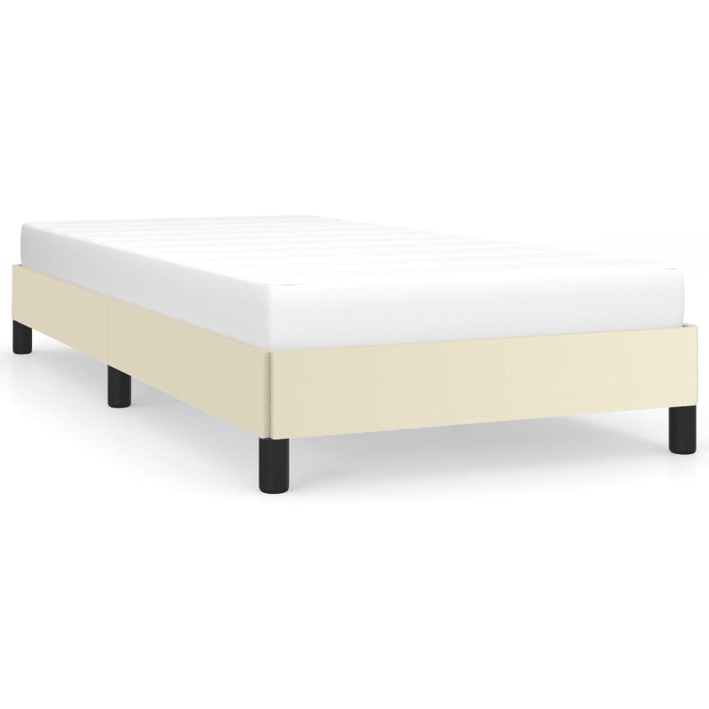 vidaXL Estrutura de cama 100x200 cm couro artificial cor creme