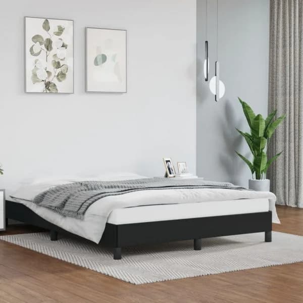vidaXL Estrutura de Cama 140x190 cm Couro Artificial Preto - 3666755899