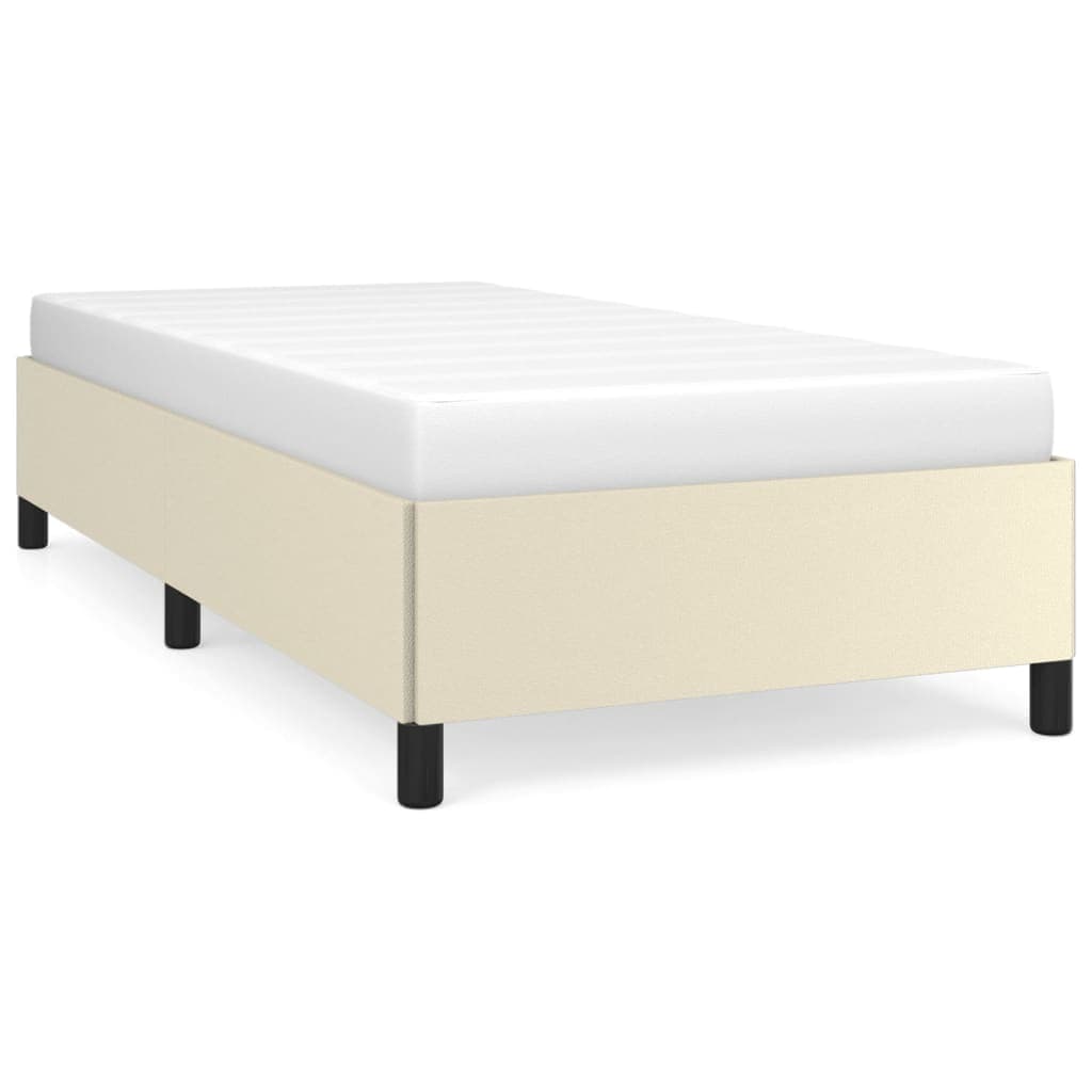 vidaXL Estrutura de cama 90x200 cm couro artificial cor creme