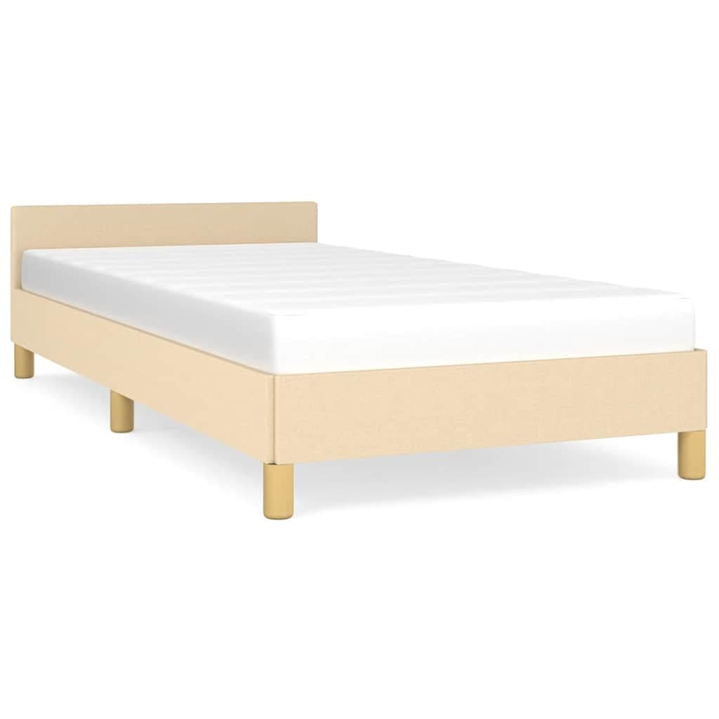 vidaXL Estrutura cama c/ cabeceira sem colchão tecido 80x200 cm creme
