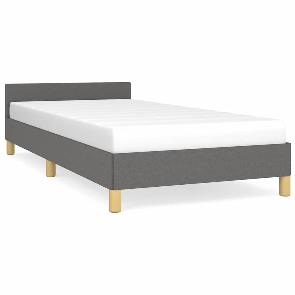 vidaXL Estrutura de cama sem colchão 90x190 cm tecido cinzento-escuro