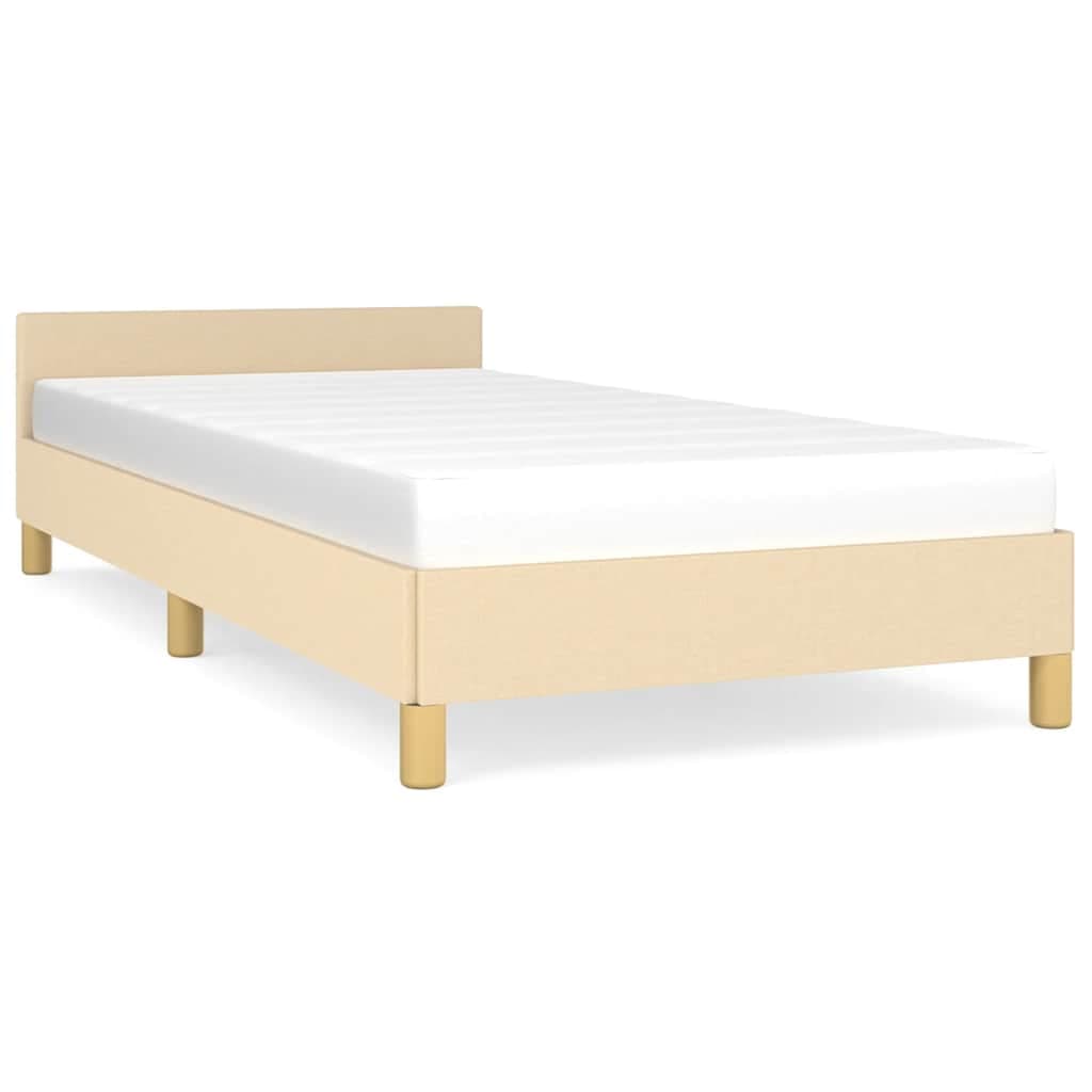 vidaXL Estrutura cama c/ cabeceira sem colchão tecido 90x190 cm creme