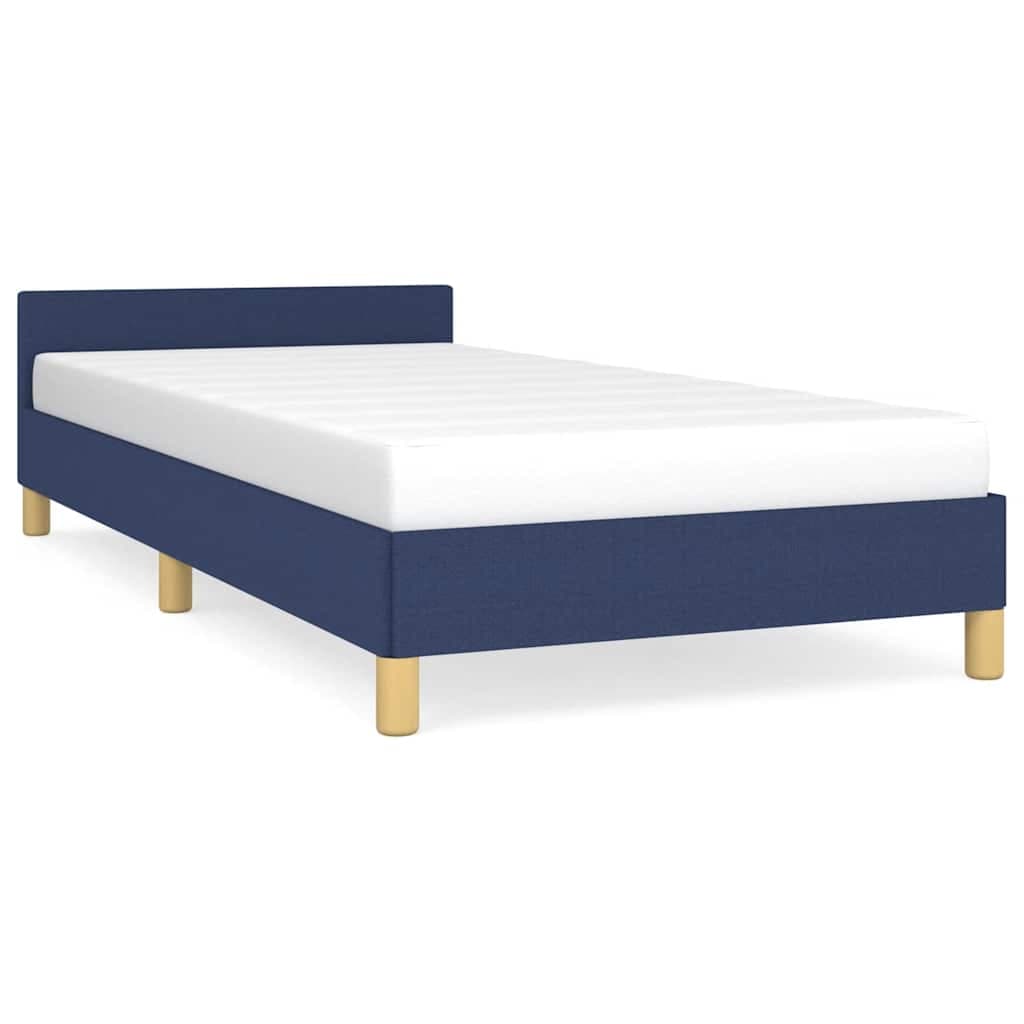 vidaXL Estrutura de Cama com Cabeceira Tecido Azul 90x190 cm - 245383258