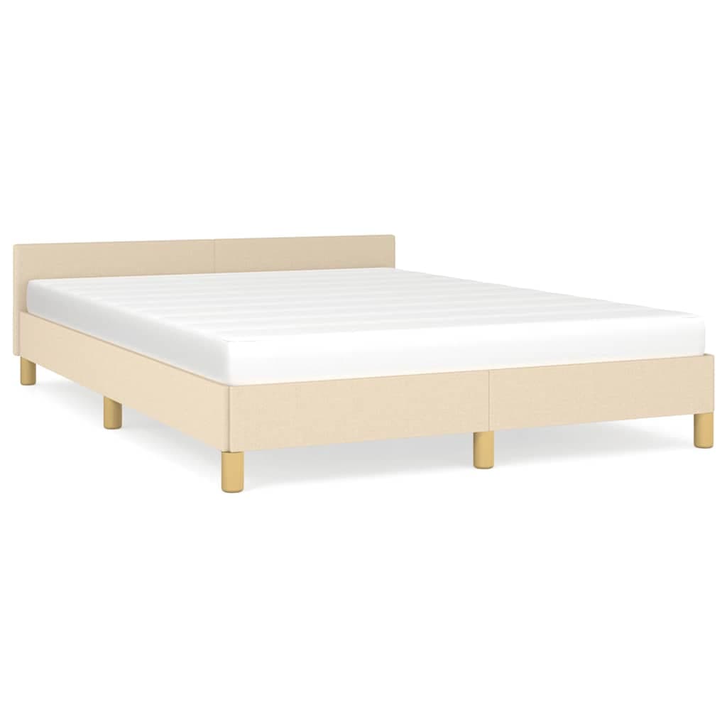 vidaXL Estrutura de cama sem colchão 140x200 cm tecido cor creme