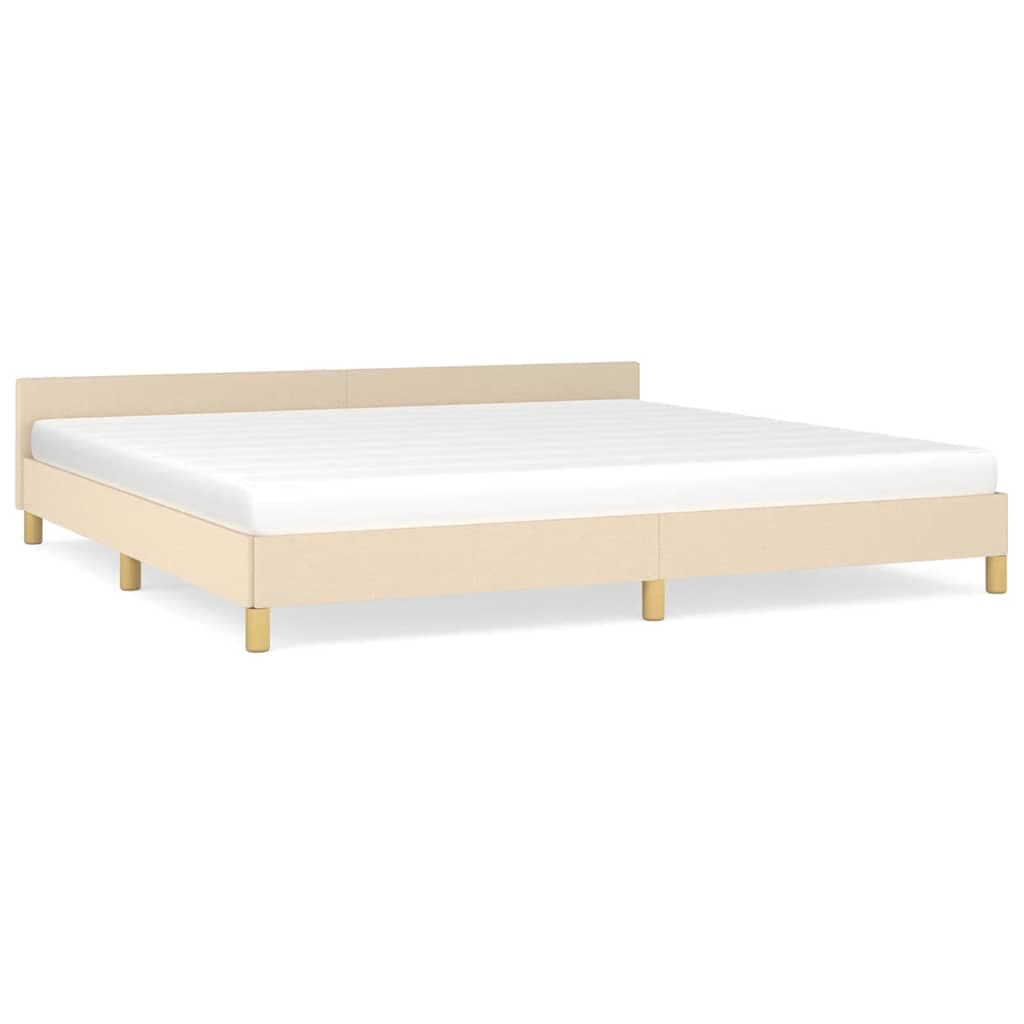 Estrutura de Cama com Cabeceira 200x200 cm Tecido Cor Creme - 347444
