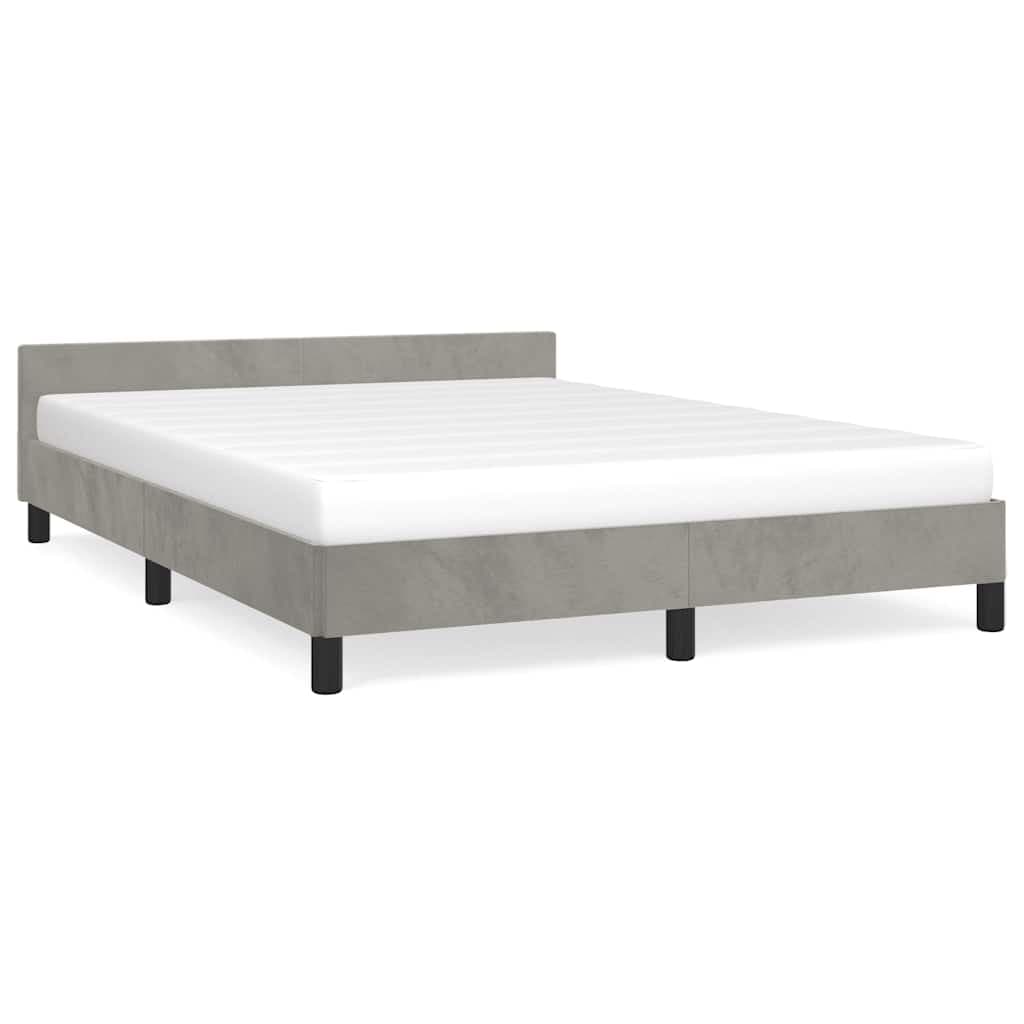 vidaXL Estrutura de cama sem colchão 140x190 cm veludo cinzento-claro