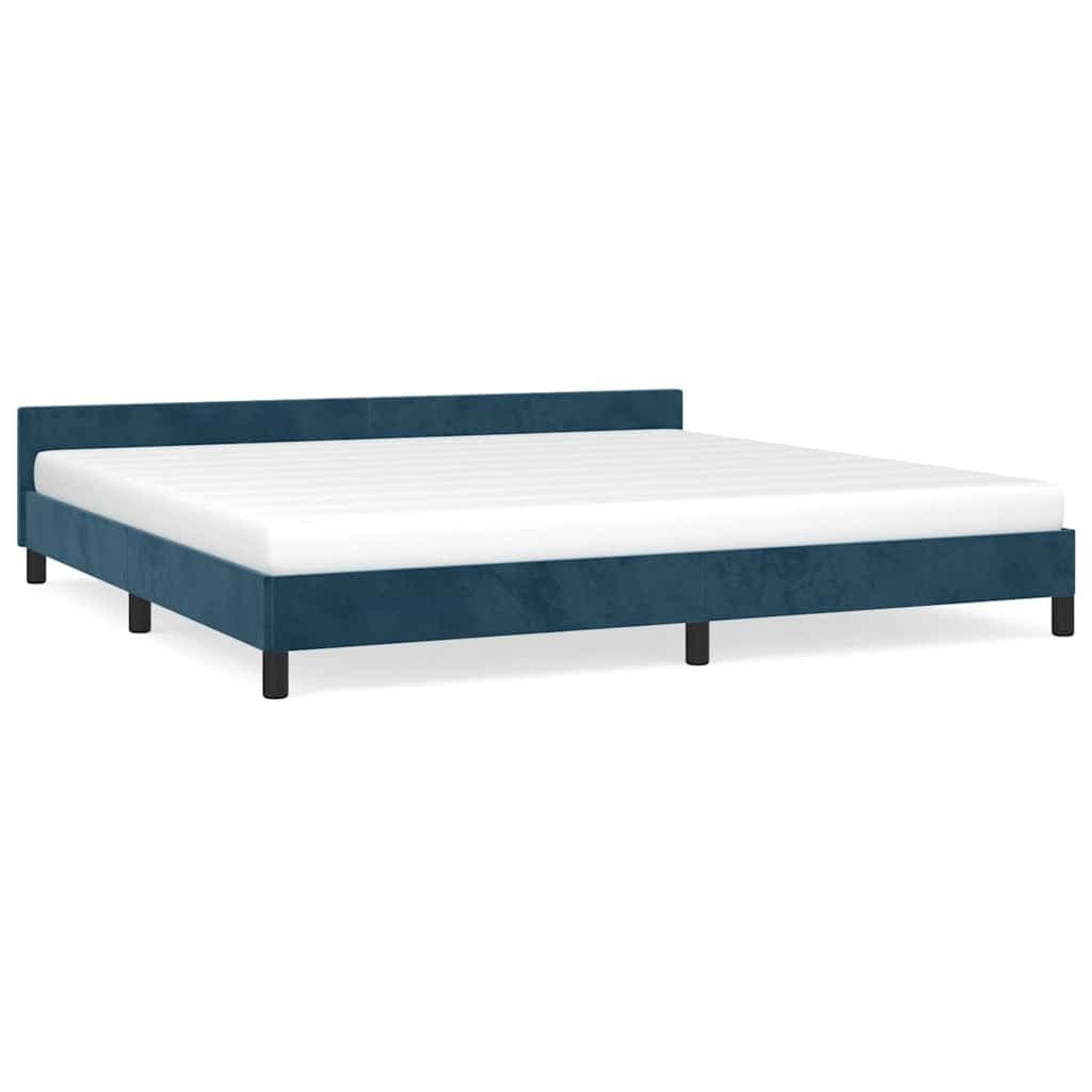 Estrutura de Cama com Cabeceira 200x200 cm Veludo Azul-escuro - 347595