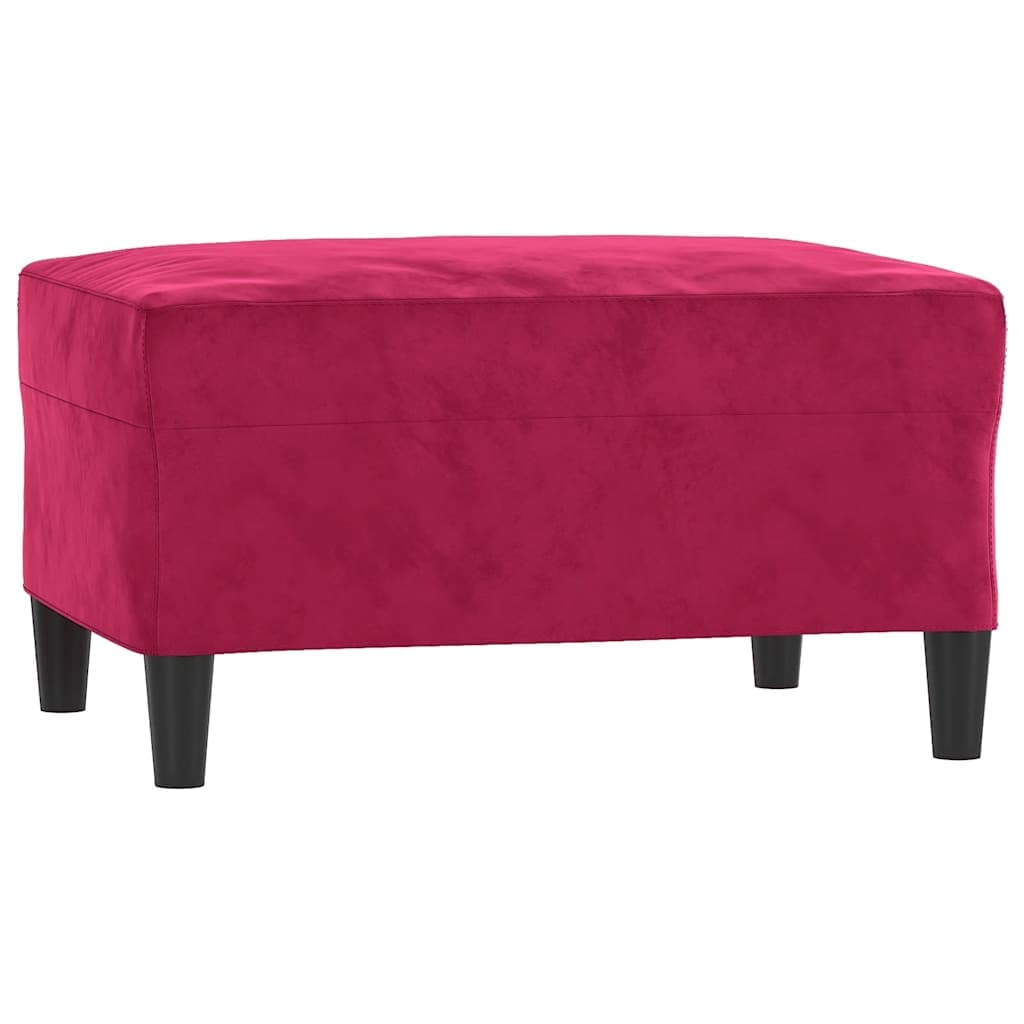 vidaXL Apoio de pés 70x55x41 cm veludo vermelho tinto