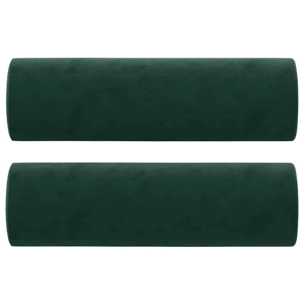 vidaXL Almofadas decorativas 2 pcs Ø15x50 cm veludo verde-escuro