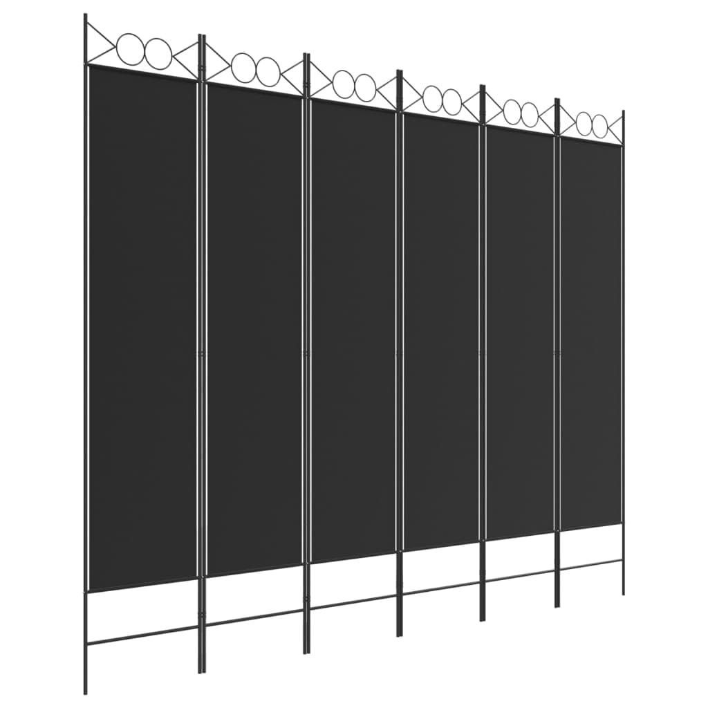 vidaXL Divisória de quarto com 6 painéis 240x200 cm tecido preto