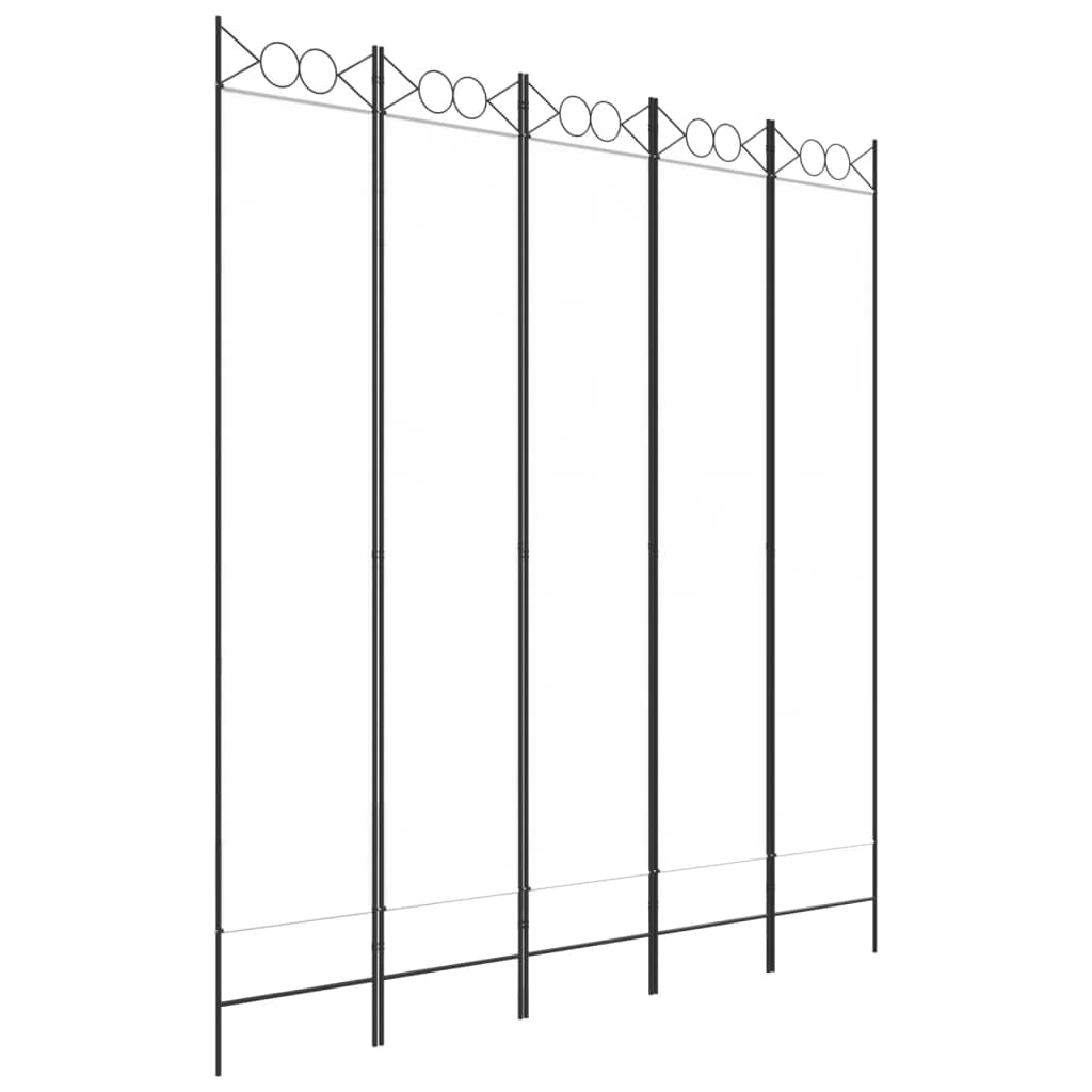 vidaXL Divisória/biombo com 5 painéis 200x220 cm tecido branco