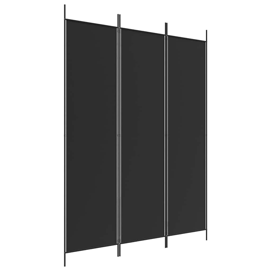 vidaXL Biombo/divisória com 3 painéis 150x200 cm tecido preto