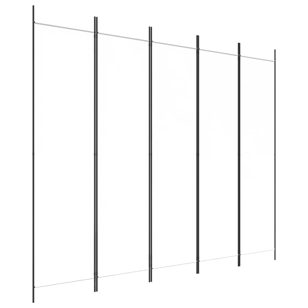vidaXL Biombo com 5 painéis 250x200 cm tecido branco