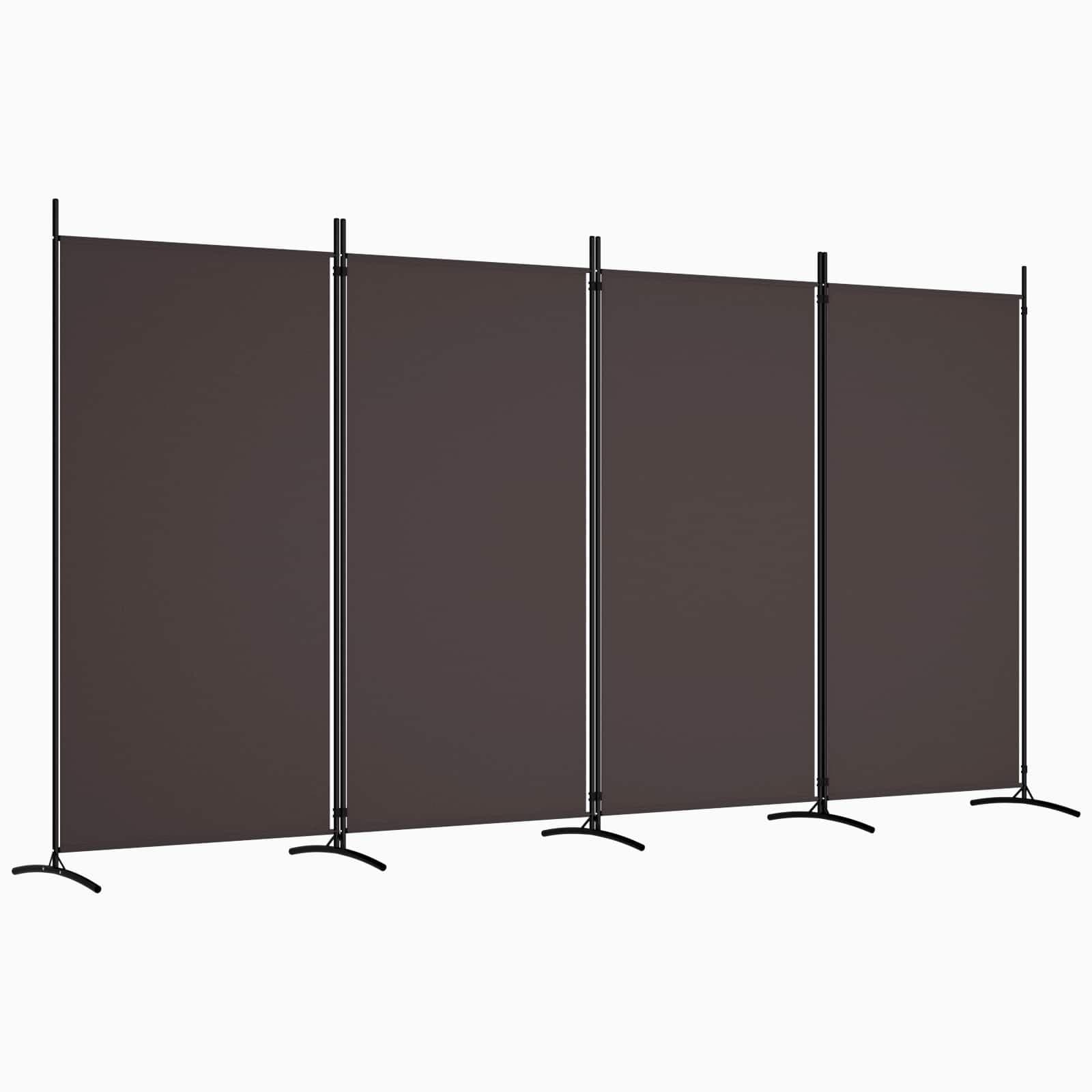 vidaXL Divisória de quarto com 4 painéis 346x180 cm tecido castanho