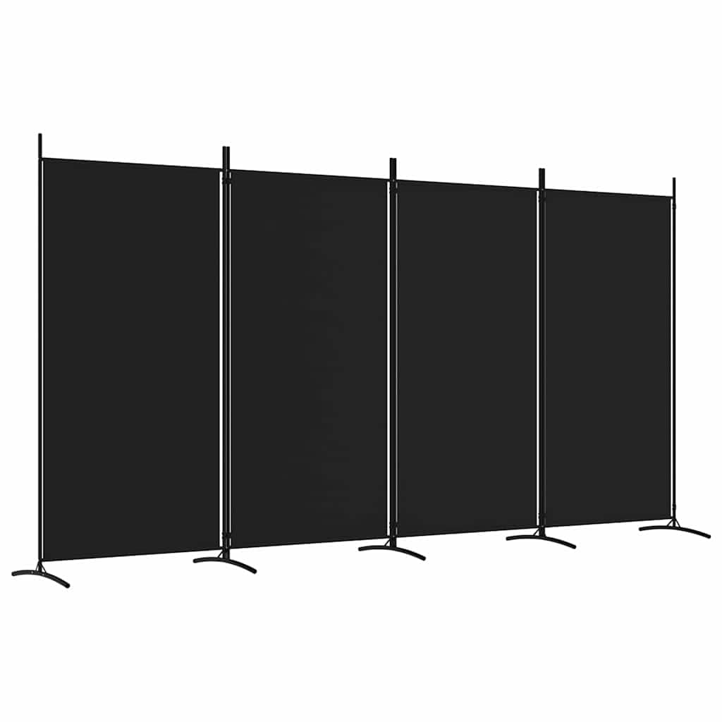 vidaXL Divisória de quarto com 4 painéis 346x180 cm tecido preto