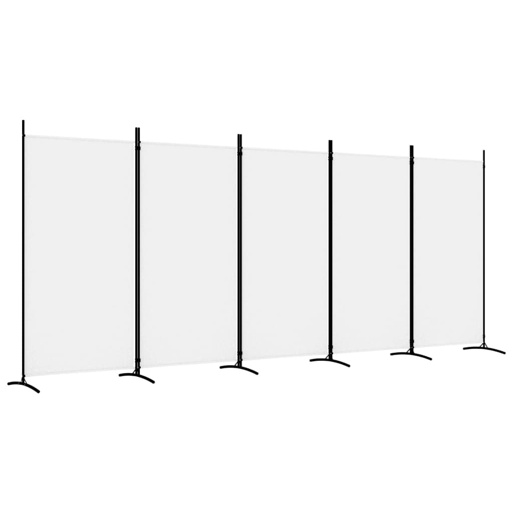vidaXL Biombo com 5 painéis 433x180 cm tecido branco