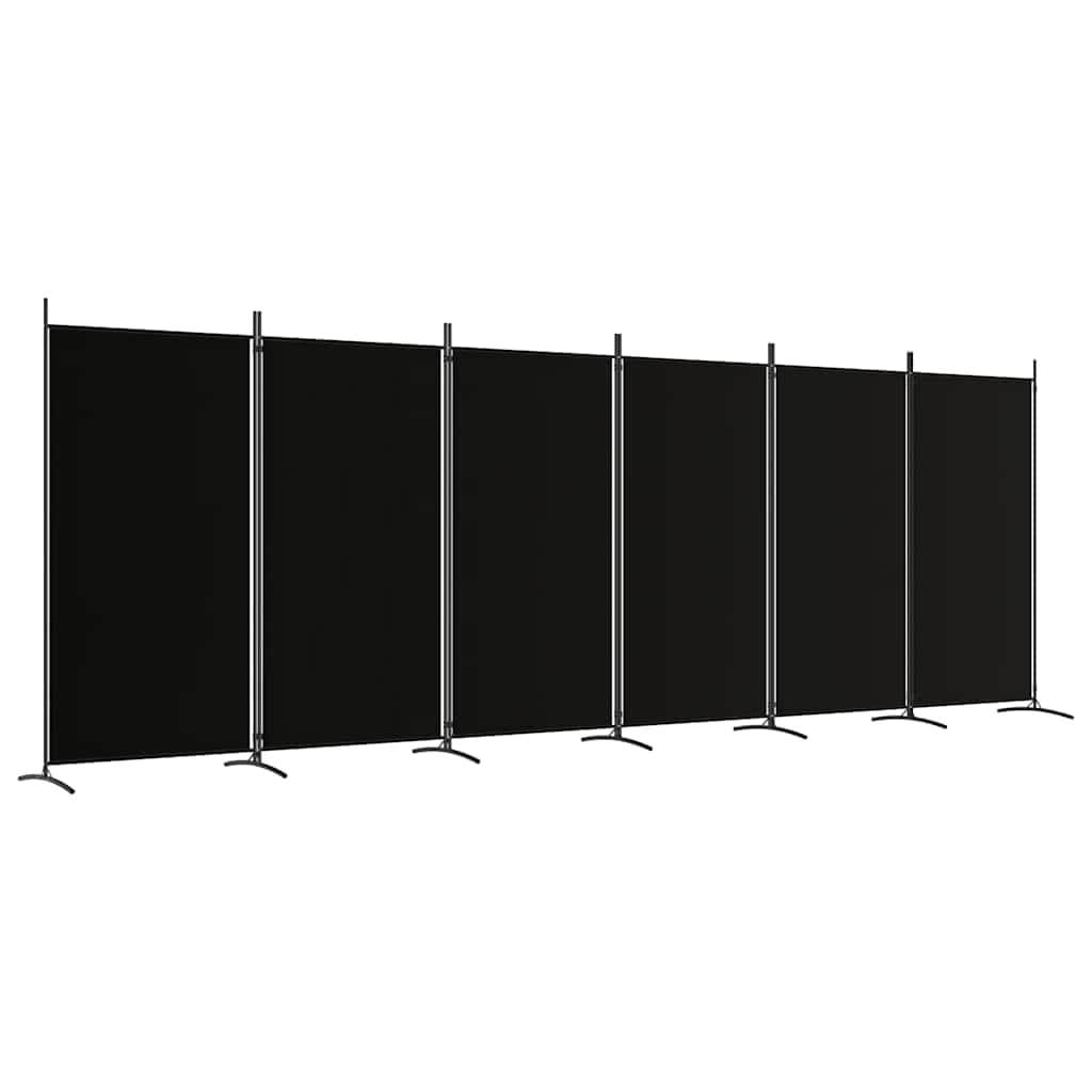 vidaXL Divisória de quarto com 6 painéis 520x180 cm tecido preto