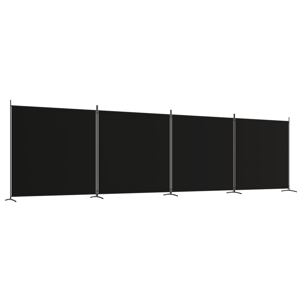 vidaXL Biombo/divisória com 4 painéis 698x180 cm tecido preto