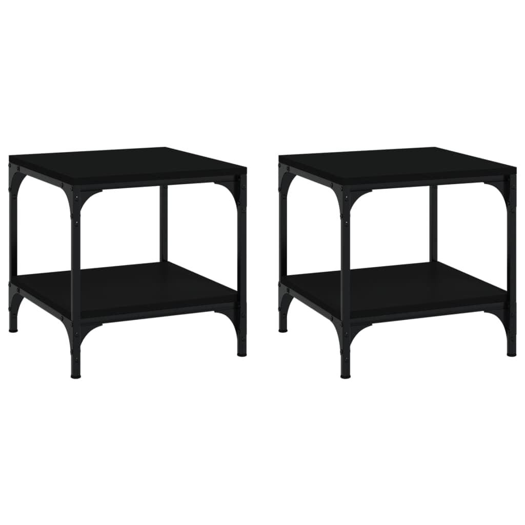 vidaXL Mesas de apoio 2 pcs 40x40x40 cm derivados de madeira preto