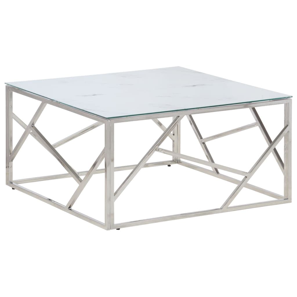 Mesa de Centro Aço Inoxidável e Vidro Temperado Prateado - 349947