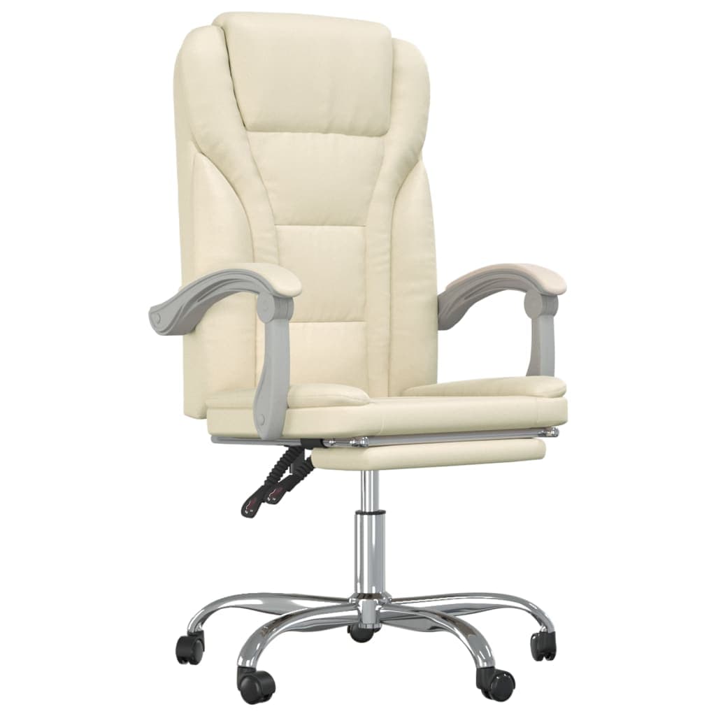 Cadeira de Escritório Reclinável Couro Artificial Cor Creme - 349700