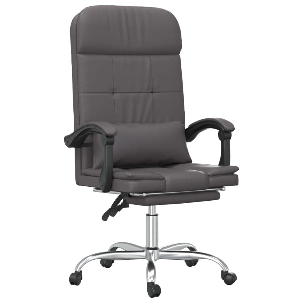 Cadeira Escritório Massagens Reclinável Couro Artificial Cinza - 349709