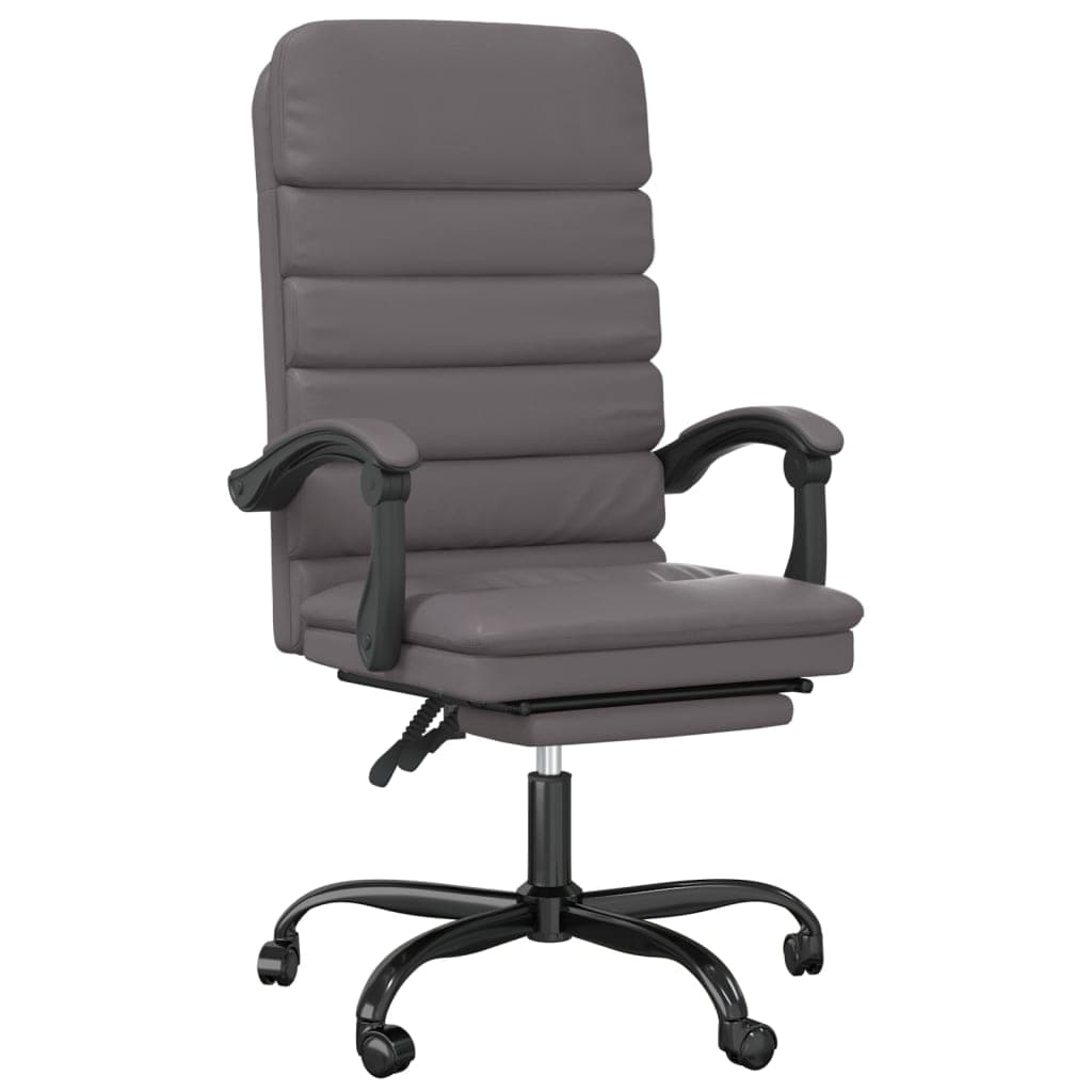 Cadeira Massagens Escritório Reclinável Couro Artificial Cinza - 349729