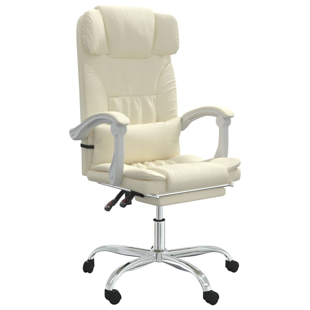 vidaXL Cadeira escritório massagens reclinável couro artificial creme