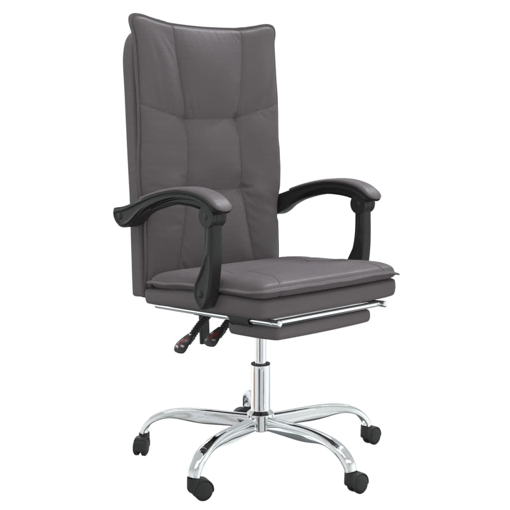 Cadeira de Escritório Reclinável Couro Artificial Cinzento - 349755