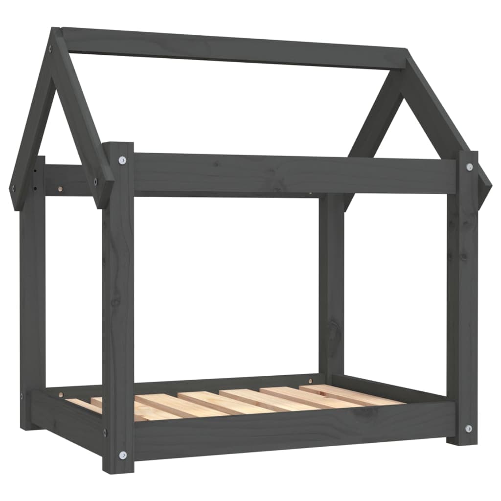 Cama para Cães 71x55x70 cm Madeira de Pinho Maciça Cinza - 822204