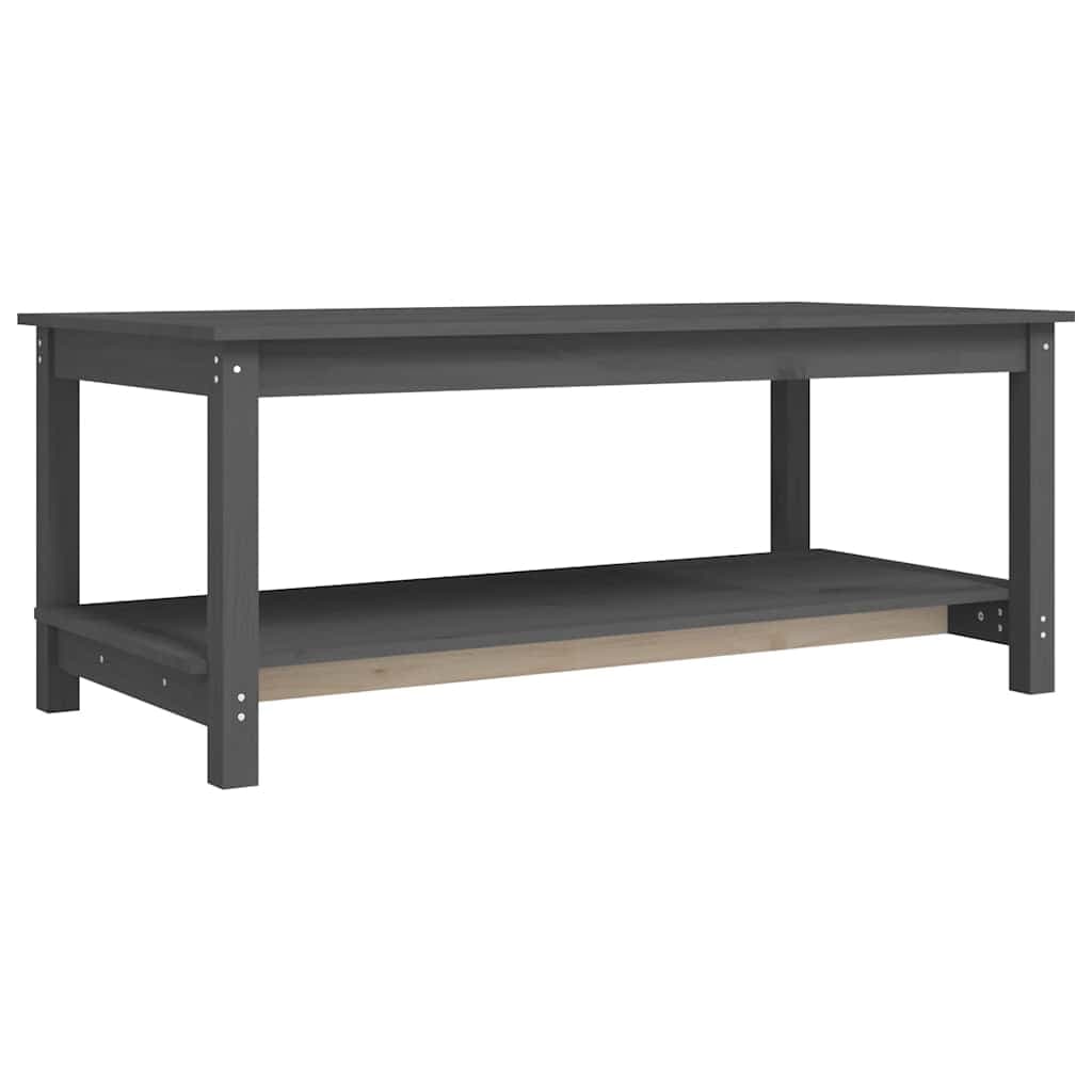 vidaXL Mesa de centro 110x55x45 cm madeira de pinho maciça cinzento