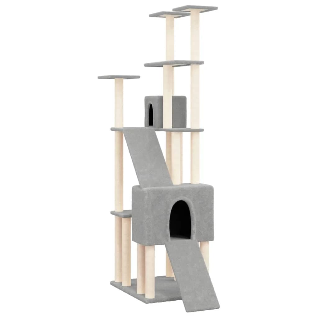 Árvore Gatos com Postes Arranhadores Sisal 190 cm Cinza-claro - 171649 - 171649