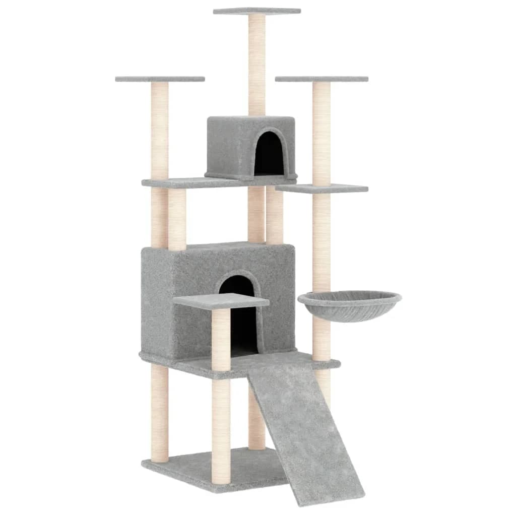 Árvore Gatos com Postes Arranhadores Sisal 154 cm Cinza-claro - 171691
