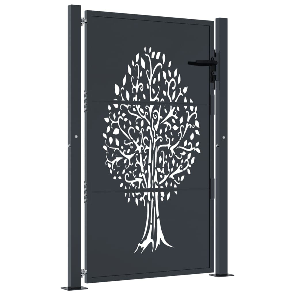 vidaXL Portão de Jardim 105x155 cm Aço Design Árvore Antracite - 2921549984