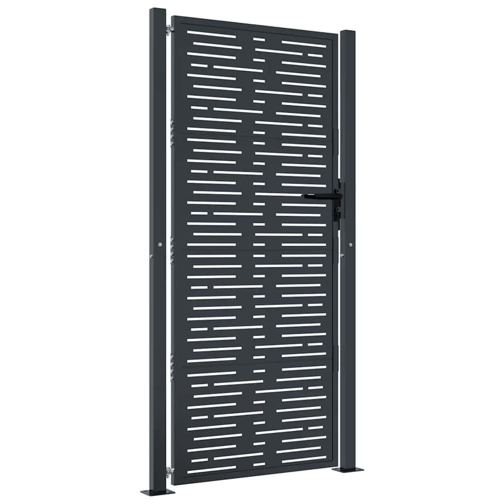 vidaXL Portão de Jardim 105x205 cm Aço Design Quadrados Antracite - 3969416832