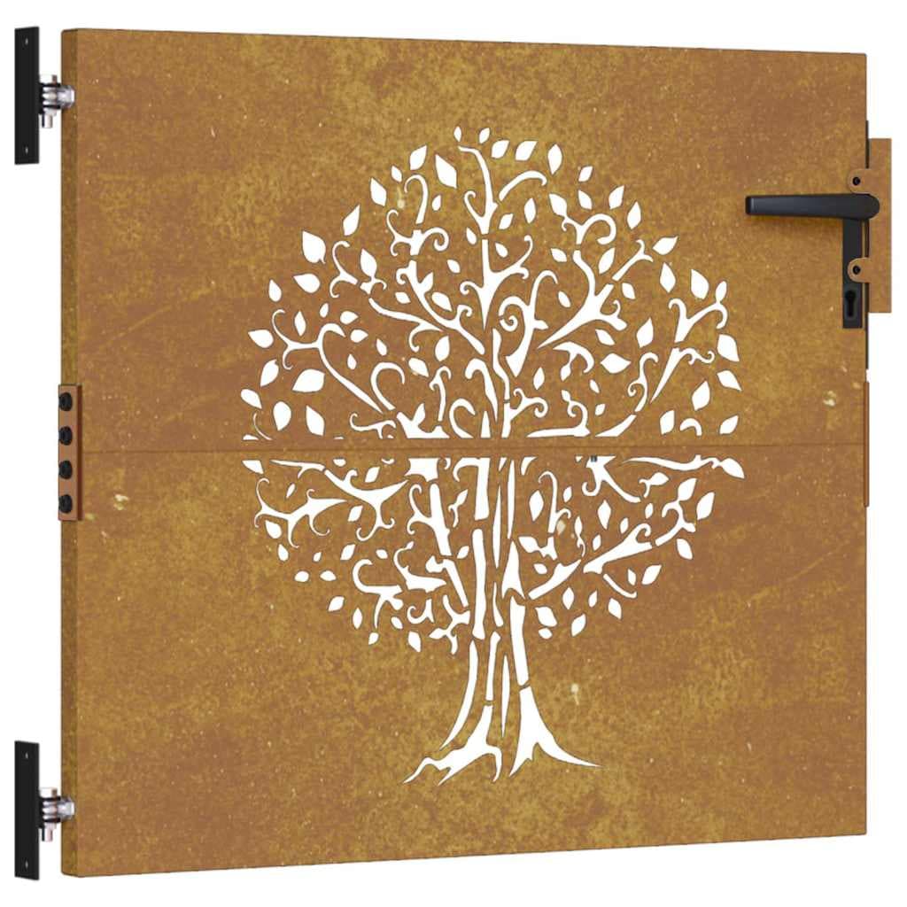 vidaXL Portão de Jardim 85x75 cm Aço Corten Design Árvore - 1101858605