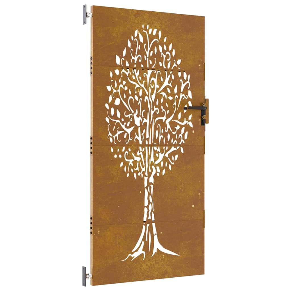 vidaXL Portão de Jardim 85x175 cm Aço Corten Design Árvore - 3093553010